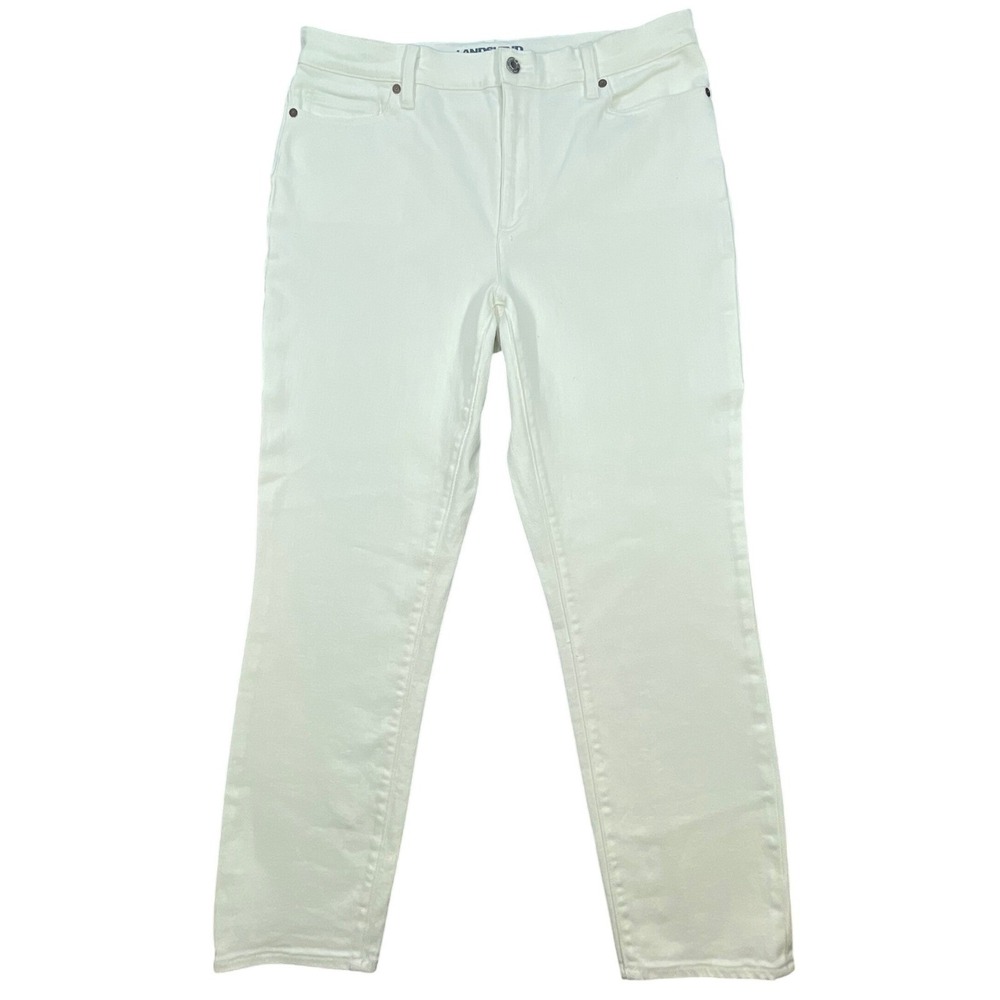 Lands' End White High Rise Straight Leg Jeans Women Size 14